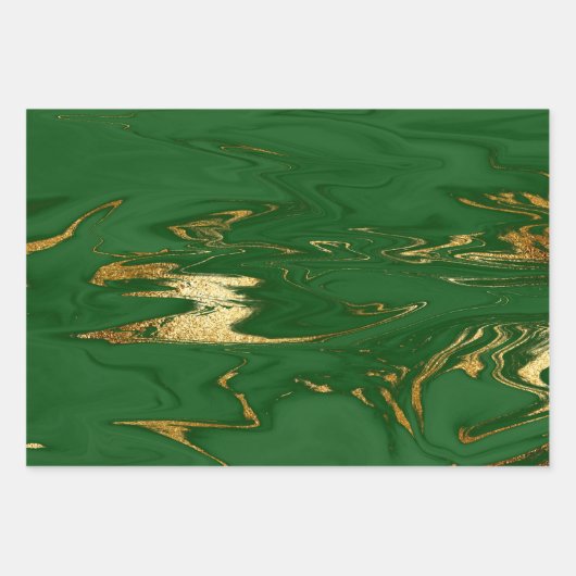Elegant klassiek groen en goudmarmer inpakpapier vel (Voorkant 3)