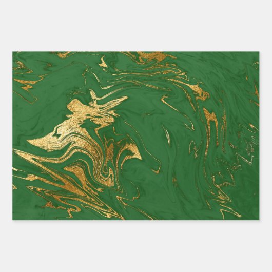 Elegant klassiek groen en goudmarmer inpakpapier vel (Voorkant)