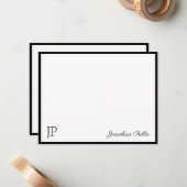 Elegant klassiek handgeschreven script tekst monog notitiekaartje (Voorkant / Achterkant in situ)