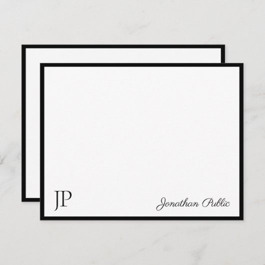 Elegant klassiek handgeschreven script tekst monog notitiekaartje (Voorkant / Achterkant)