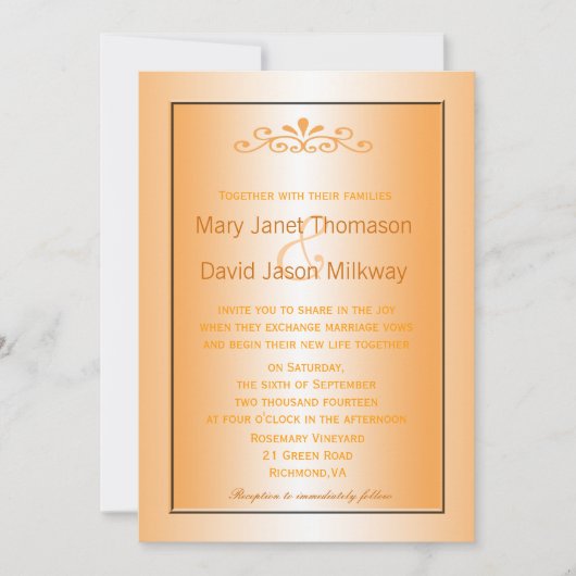 Elegant, klassiek herfst gele bladeren bruiloft kaart (Voorkant)