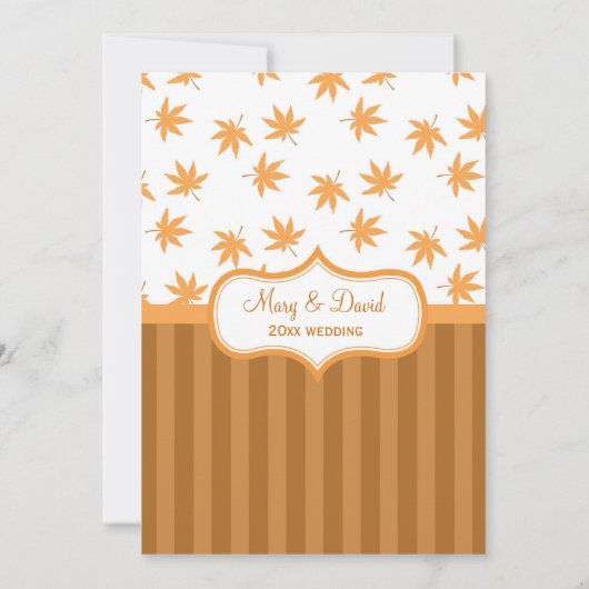 Elegant, klassiek herfst gele bladeren bruiloft kaart (Achterkant)