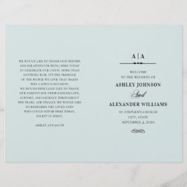 Elegant klassiek huwelijk. Blauw programma gevouwe