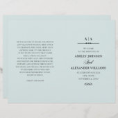 Elegant klassiek huwelijk. Blauw programma gevouwe (Voorkant / Achterkant)