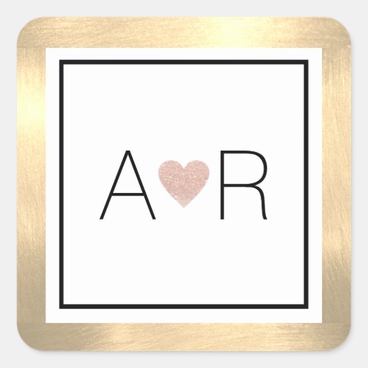 elegant klassiek huwelijksliefdesmonogram vierkante sticker (Voorkant)