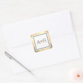 elegant klassiek huwelijksliefdesmonogram vierkante sticker (Envelop)