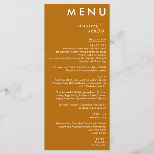 Elegant Klassiek Huwelijksmenu Menu (Achterkant)
