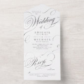 Elegant klassiek kalligrafie bruiloft all in one uitnodiging (Binnen)