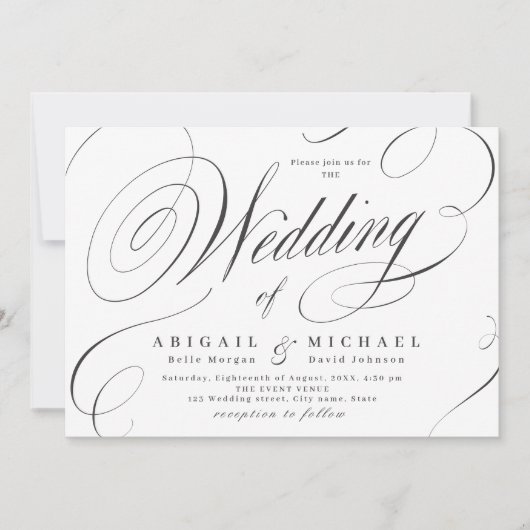 Elegant klassiek kalligrafie bruiloft kaart (Voorkant)