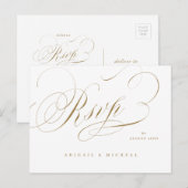 Elegant klassiek kalligrafie bruiloft RSVP Briefkaart (Voorkant / Achterkant)