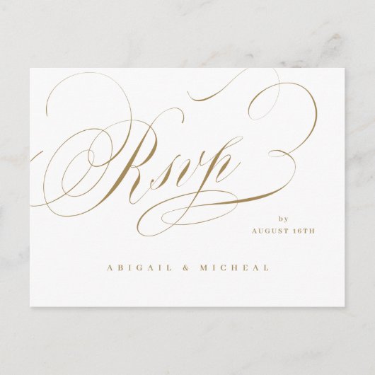 Elegant klassiek kalligrafie bruiloft RSVP Briefkaart (Voorkant)