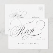 Elegant klassiek kalligrafie bruiloft RSVP Briefkaart (Voorkant / Achterkant)