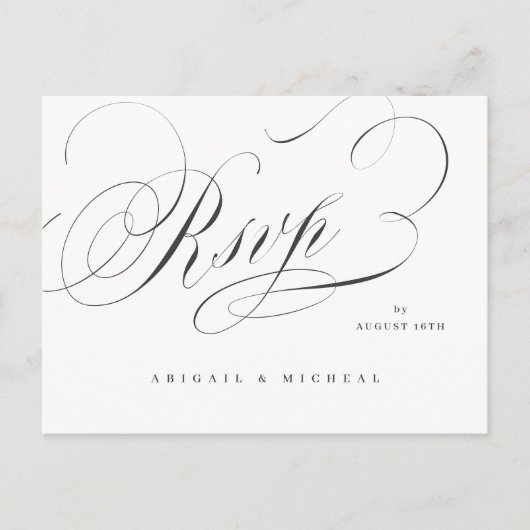Elegant klassiek kalligrafie bruiloft RSVP Briefkaart (Voorkant)