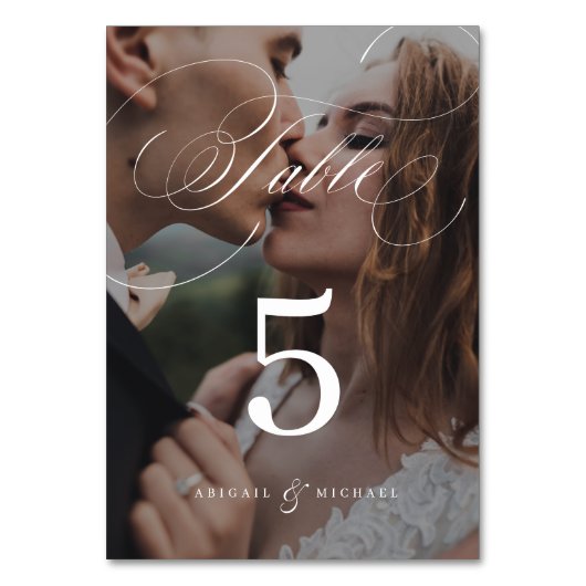 Elegant klassiek kalligrafie fotobruiloft kaart (Achterkant)