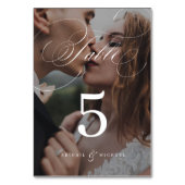 Elegant klassiek kalligrafie fotobruiloft kaart (Voorkant)