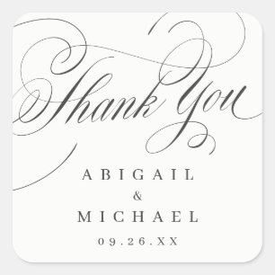 Elegant klassiek kalligrafie vintage bedankt vierkante sticker