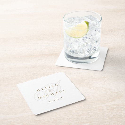 Elegant klassiek kalligrafie vintage bruiloft kartonnen onderzetters (Insitu)