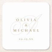 Elegant klassiek kalligrafie vintage bruiloft kartonnen onderzetters (Voorkant)