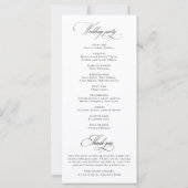 Elegant Klassiek Kalligrafie Witte Trouwprogramma (Achterkant)