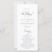 Elegant Klassiek Kalligrafie Witte Trouwprogramma (Voorkant)