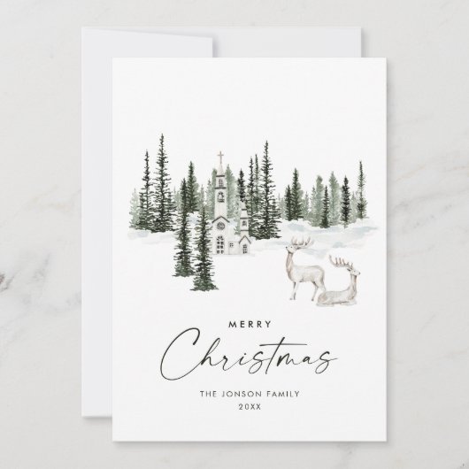 Elegant Klassiek Kerstbos Feestdagenkaart (Voorkant)