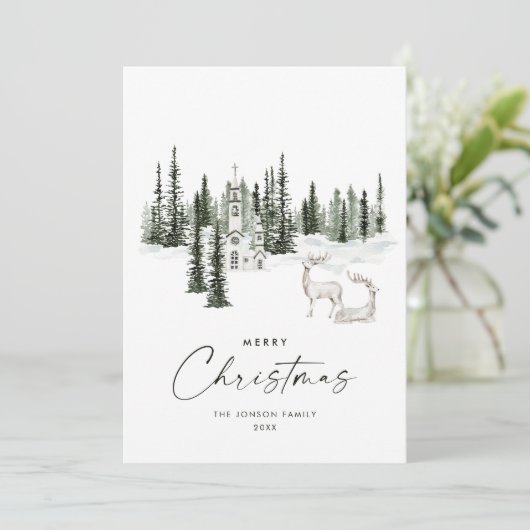 Elegant Klassiek Kerstbos Feestdagenkaart (Staand voorkant)