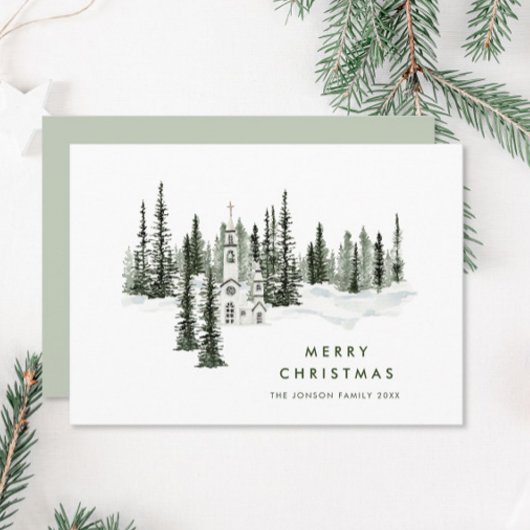 Elegant Klassiek Kerstbos Feestdagenkaart