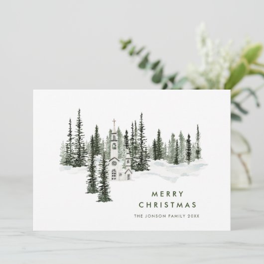 Elegant Klassiek Kerstbos Feestdagenkaart (Staand voorkant)