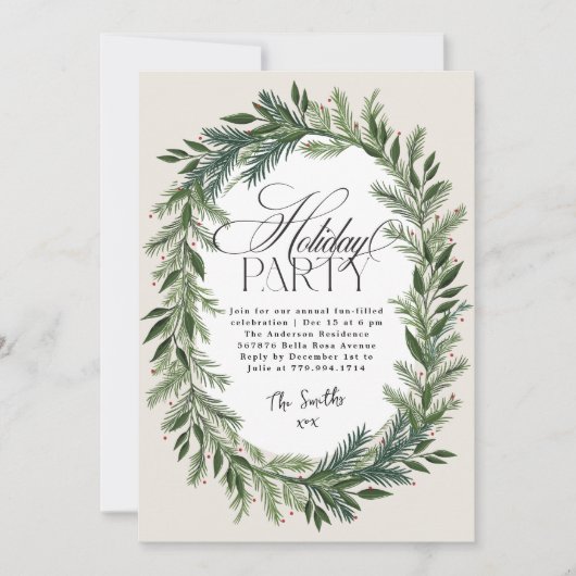 Elegant klassiek kerstbotanisch feestje kaart (Voorkant)