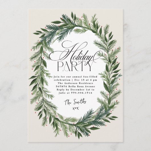 Elegant klassiek kerstbotanisch feestje kaart (Voorkant)