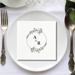 Elegant Klassiek Koppel Initiaal Trouwpapier Servet