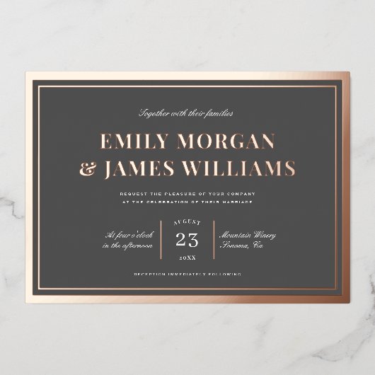 Elegant + Klassiek Lijst | Overbrugging Folie Uitnodiging (Voorkant)