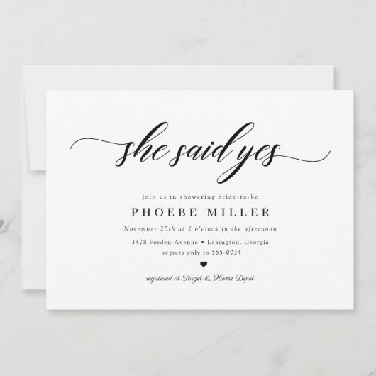 Elegant Klassiek Manuscript zij zei ja Vrijgezelle Kaart (Voorkant)