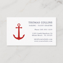 Elegant Klassiek Marine Blauw & Rood Nautisch Anke Visitekaartje