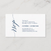 Elegant Klassiek, Marine Blauw Script, Partij RSVP Informatiekaartje (Voorkant)