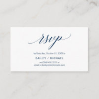 Elegant Klassiek, Marine Blauw Script, Partij RSVP