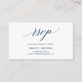 Elegant Klassiek, Marine Blauw Script, Partij RSVP Informatiekaartje
