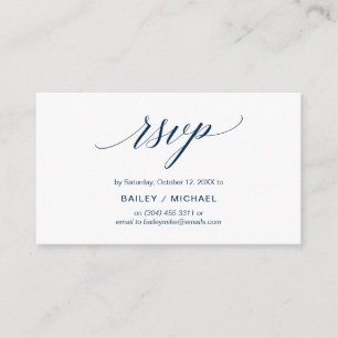 Elegant Klassiek, Marine Blauw Script, Partij RSVP Informatiekaartje