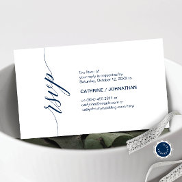Elegant Klassiek, Marine Blauw Script, Partij RSVP Informatiekaartje