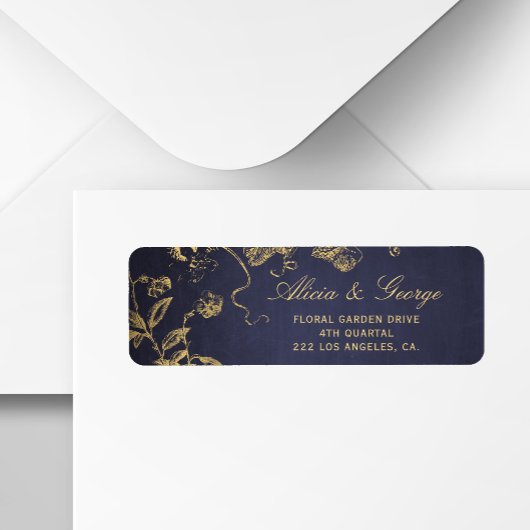Elegant klassiek marinegoud  rsvp bruiloft etiket