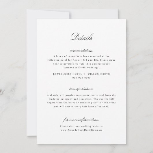 Elegant klassiek minimalistisch alles-in-één-bruil kaart (Achterkant)