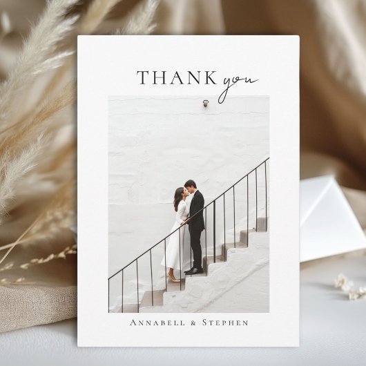 Elegant, klassiek, monogram, bedankt! 1 foto bedankkaart