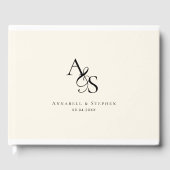 Elegant, Klassiek, Monogram, Beige, Bruiloft Gastenboek (Voorkant)