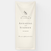 Elegant, Klassiek, Monogram, Beige, Bruiloft Spandoek (Verticaal)