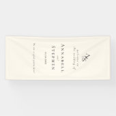 Elegant, Klassiek, Monogram, Beige, Bruiloft Spandoek (Horizontaal)