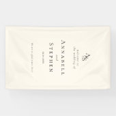 Elegant, Klassiek, Monogram, Beige, Bruiloft Spandoek (Horizontaal)