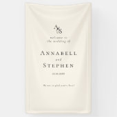 Elegant, Klassiek, Monogram, Beige, Bruiloft Spandoek (Verticaal)