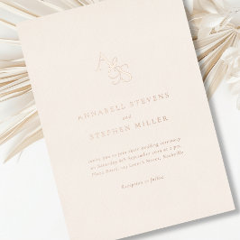 Elegant, Klassiek, Monogram, Beige, Folie, Trouwen Folie Uitnodiging