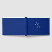 Elegant, Klassiek, Monogram, Blauw, Bruiloft Gastenboek (Volledig)