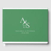 Elegant, Klassiek, Monogram, Bos-Groen, Bruiloft Gastenboek (Voorkant)